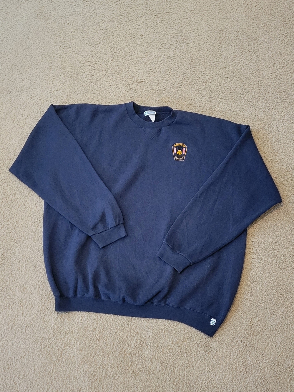 Men's Dark Navy Crewneck Sweatshirt with Chest Patch
